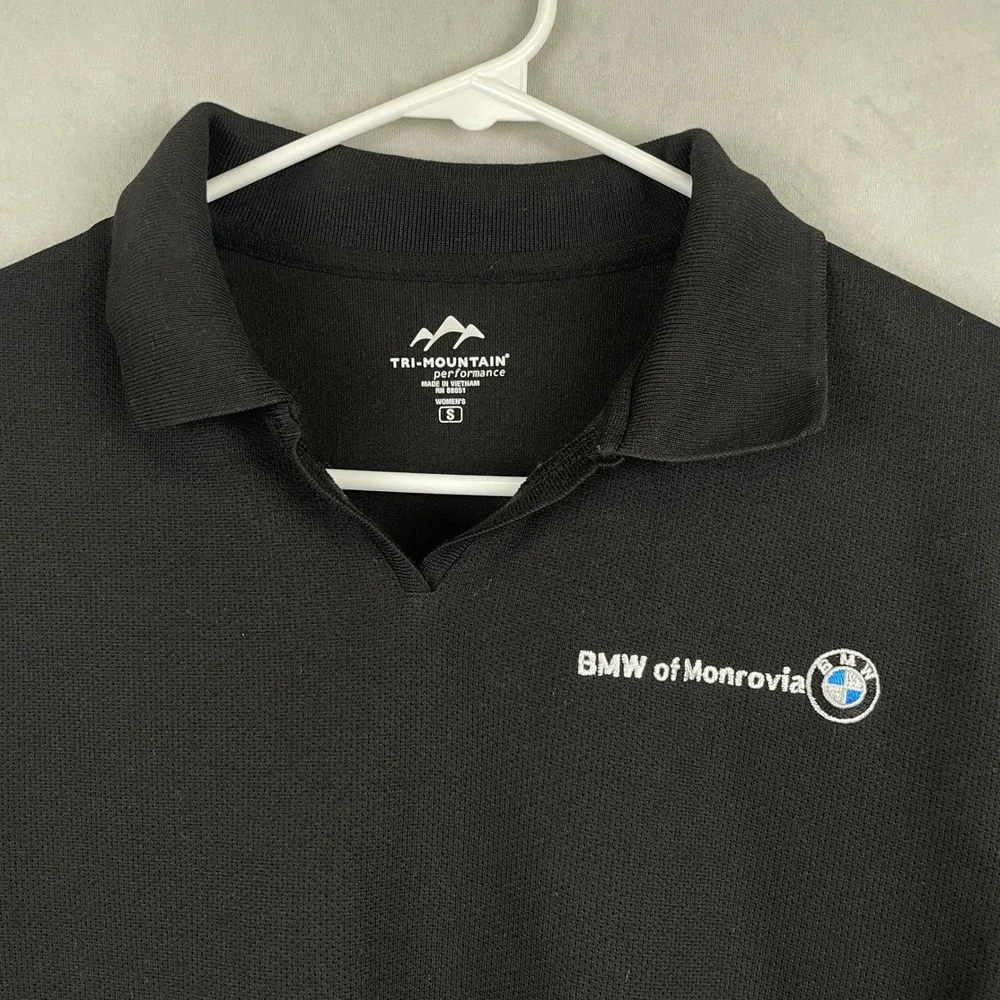 Tri-Mountain Performance Wmns Black BMW of Monrovia Polo Shirt Sporty Techwear S